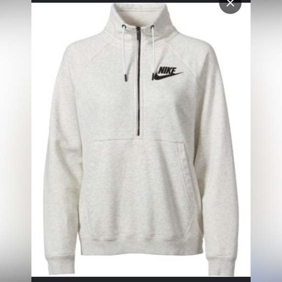 Nike Women's Sportswear Rally Half-Zip Sweatshirt light Heather grey black - Picture 1 of 11